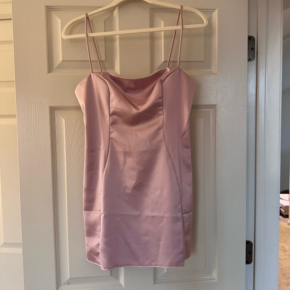 Guizio Pink Satin Mini Dress